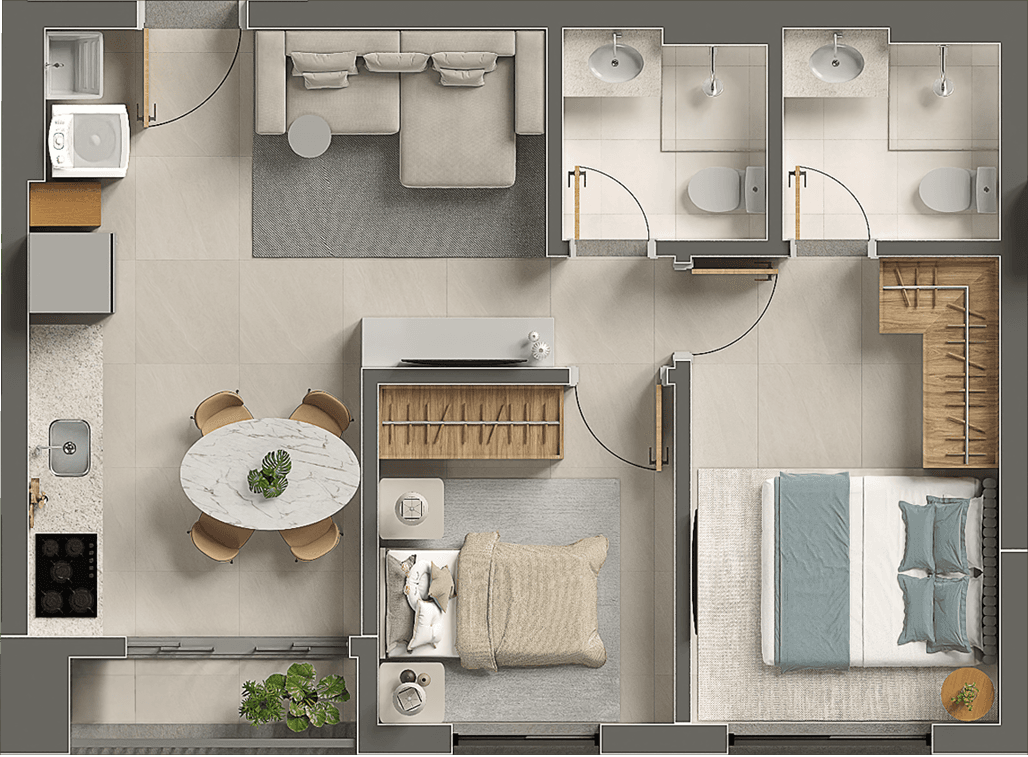 Apartamento no Parque Amazônia 43m² e 49m² - Goiânia GO